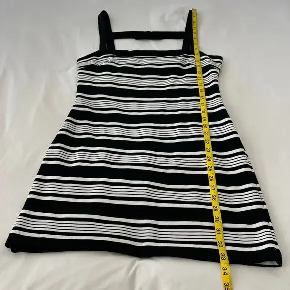 Anthropologie Hutch NWT Sleeveless Square Neck Black White Stripe Mini Dress - Picture 5 of 14